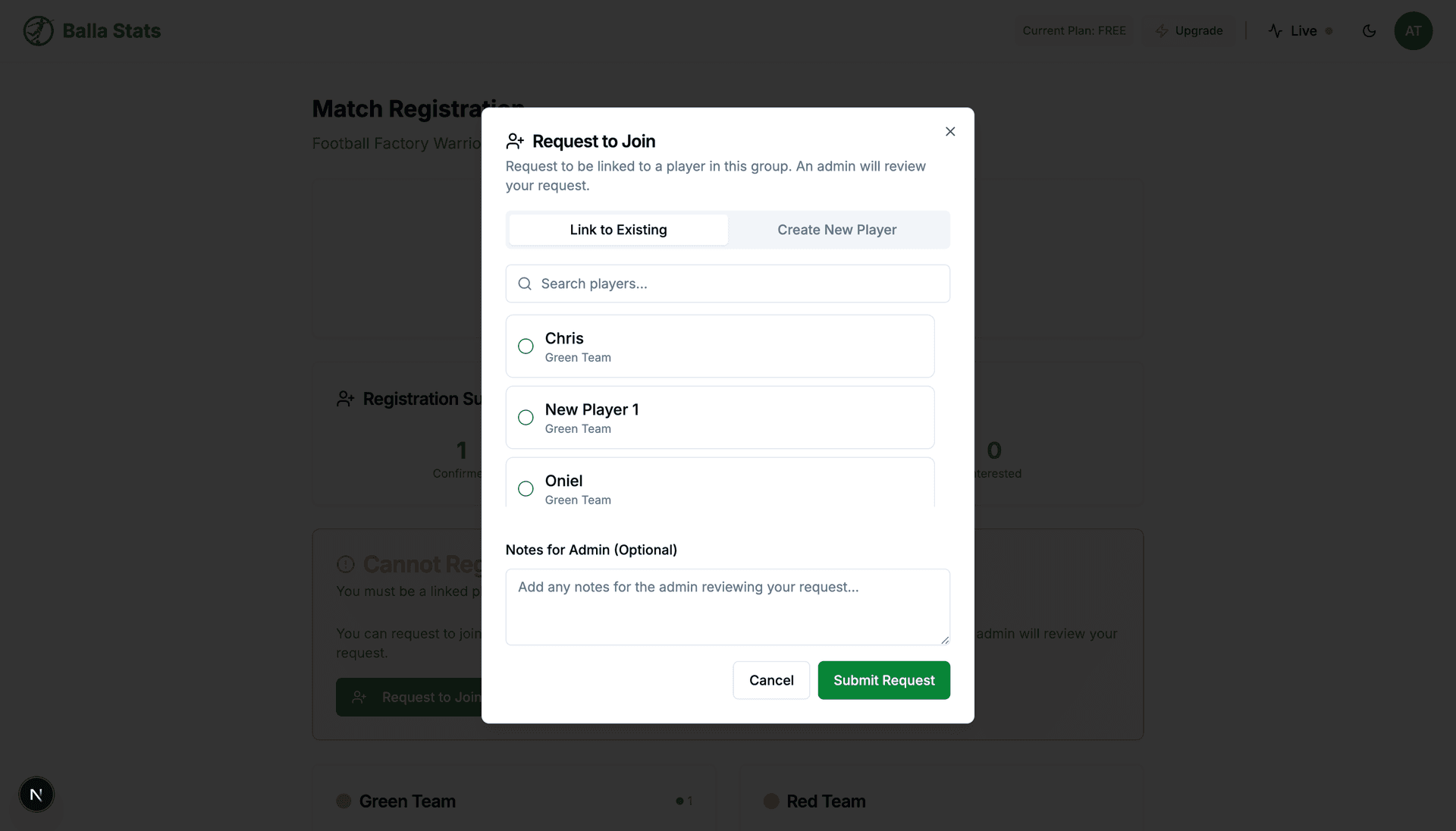 Request to join dialog