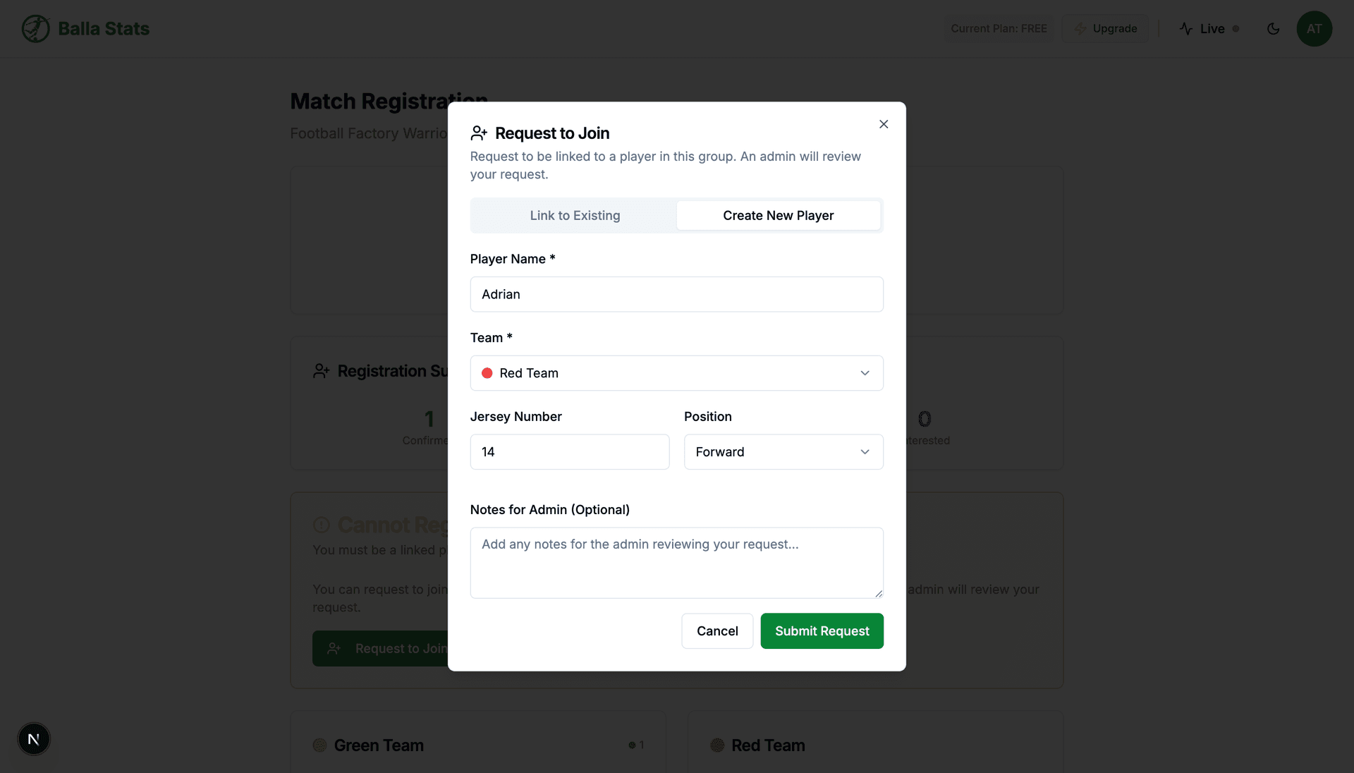 Creating a new player profile
